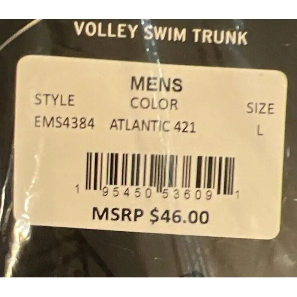 New $46 Eddie Bauer Volley Swim Trunks Shorts Mens Blue Orca Lined EMS4384 Large